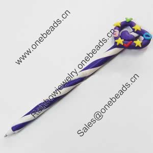 Fimo(Polymer Clay) Jewelry Ball Pen, with a fimo bead head, 40x160mm, Sold by PC
