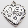 Pendant, Zinc Alloy Jewelry Findings Lead-free, Heart 22x27mm Hole:1.5mm, Sold by Bag