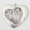Pendant, Zinc Alloy Jewelry Findings Lead-free, Heart 31x30mm Hole:1.5mm, Sold by Bag