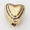 Beads, Zinc Alloy Jewelry Findings Lead-free, Heart 6mm Hole:1mm, Sold by Bag