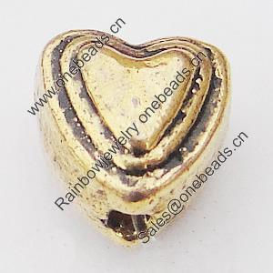 Beads, Zinc Alloy Jewelry Findings Lead-free, Heart 6mm Hole:1mm, Sold by Bag