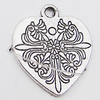 Pendant, Zinc Alloy Jewelry Findings Lead-free, Heart 21x24mm Hole:2mm, Sold by Bag