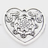Pendant, Zinc Alloy Jewelry Findings Lead-free, Heart 30x31mm Hole:1.5mm, Sold by Bag