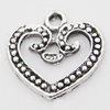 Pendant, Zinc Alloy Jewelry Findings Lead-free, Heart 14x14mm Hole:1.5mm, Sold by Bag