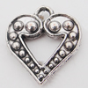 Pendant, Zinc Alloy Jewelry Findings Lead-free, Heart 15x16mm Hole:1.5mm, Sold by Bag