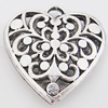 Pendant, Zinc Alloy Jewelry Findings Lead-free, Heart 32x34mm Hole:4mm, Sold by Bag
