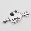 Pendant, Zinc Alloy Jewelry Findings Lead-free, Heart 21x11mm Hole:1mm, Sold by Bag