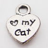 Pendant, Zinc Alloy Jewelry Findings Lead-free, Heart 9x12mm Hole:1.5mm, Sold by Bag