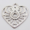 Pendant, Zinc Alloy Jewelry Findings Lead-free, Heart 21x21mm Hole:2mm, Sold by Bag