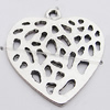Pendant, Zinc Alloy Jewelry Findings Lead-free, Heart 28x30mm Hole:2mm, Sold by Bag
