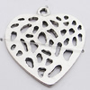 Pendant, Zinc Alloy Jewelry Findings Lead-free, Heart 28x30mm Hole:2mm, Sold by Bag