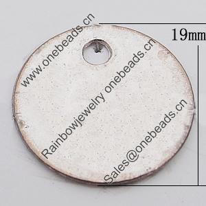Beads, Zinc Alloy Jewelry Findings Lead-free, Flat Round 19mm Hole:3mm, Sold by Bag