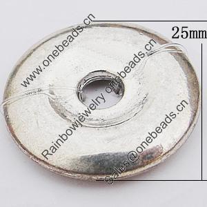Beads, Zinc Alloy Jewelry Findings Lead-free, Flat Round 25mm Hole:6mm, Sold by Bag