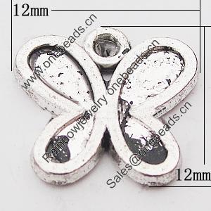 Pendant, Zinc Alloy Jewelry Findings Lead-free, Butterfly 12x12mm Hole:1mm, Sold by Bag