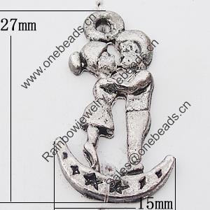 Pendant, Zinc Alloy Jewelry Findings Lead-free, 15x27mm Hole:2mm, Sold by Bag