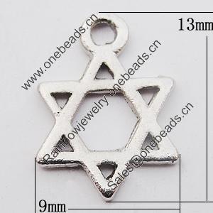 Pendant, Zinc Alloy Jewelry Findings Lead-free, 9x13mm Hole:1.5mm, Sold by Bag