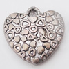 Pendant, Zinc Alloy Jewelry Findings Lead-free, Heart 18mm Hole:2mm, Sold by Bag