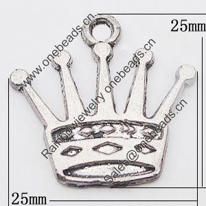 Pendant, Zinc Alloy Jewelry Findings Lead-free, Crown 25x25mm Hole:2.5mm, Sold by Bag