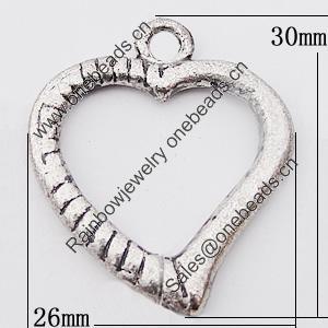 Pendant, Zinc Alloy Jewelry Findings Lead-free, 26x30mm Hole:3mm, Sold by Bag