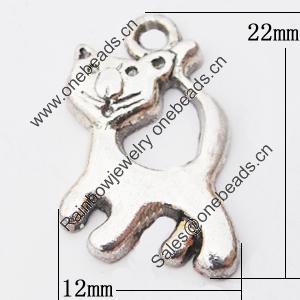 Pendant, Zinc Alloy Jewelry Findings Lead-free, Animal 12x22mm Hole:3mm, Sold by Bag