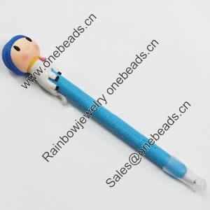 Fimo(Polymer Clay) Jewelry Ball Pen, with a fimo bead head, 24x150mm, Sold by PC