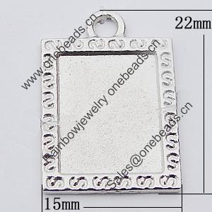 Pendant, Zinc Alloy Jewelry Findings Lead-free, Rectangle 15x22mm Hole:1.5mm, Sold by Bag