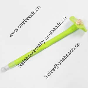 Fimo(Polymer Clay) Jewelry Ball Pen, with a fimo bead head, 38x200mm, Sold by PC