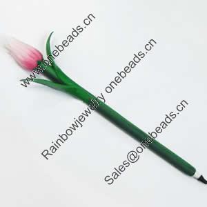 Fimo(Polymer Clay) Jewelry Ball Pen, with a fimo bead head, 48x200mm, Sold by PC