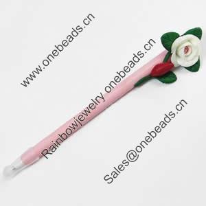 Fimo(Polymer Clay) Jewelry Ball Pen, with a fimo bead head, 39x200mm, Sold by PC