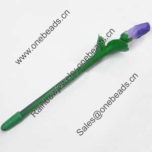 Fimo(Polymer Clay) Jewelry Ball Pen, with a fimo bead head, 37x220mm, Sold by PC