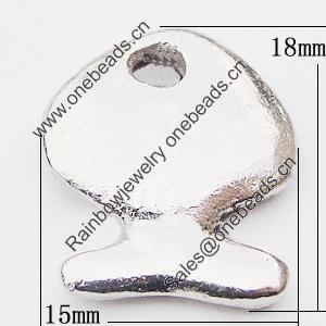 Pendant, Zinc Alloy Jewelry Findings Lead-free, Fish 15x18mm Hole:3mm, Sold by Bag