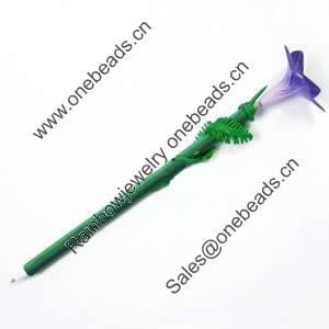 Fimo(Polymer Clay) Jewelry Ball Pen, with a fimo bead head, 41x210mm, Sold by PC