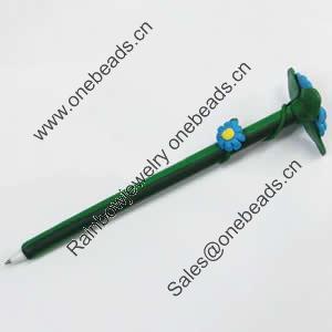 Fimo(Polymer Clay) Jewelry Ball Pen, with a fimo bead head, 42x160mm, Sold by PC