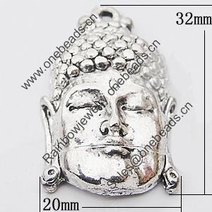 Pendant, Zinc Alloy Jewelry Findings Lead-free, 20x32mm Hole:2mm, Sold by Bag
