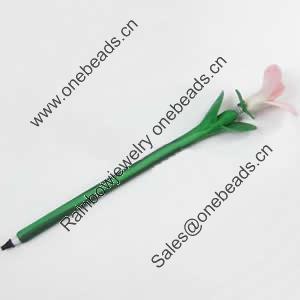 Fimo(Polymer Clay) Jewelry Ball Pen, with a fimo bead head, 36x200mm, Sold by PC