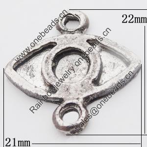 Connectors, Zinc Alloy Jewelry Findings Lead-free, 21x22mm Hole:2mm, Sold by Bag