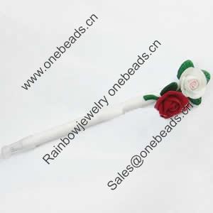 Fimo(Polymer Clay) Jewelry Ball Pen, with a fimo bead head, 37x180mm, Sold by PC