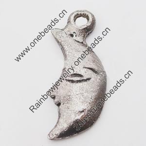 Pendant, Zinc Alloy Jewelry Findings Lead-free, Moon 10x24mm Hole:2mm, Sold by Bag