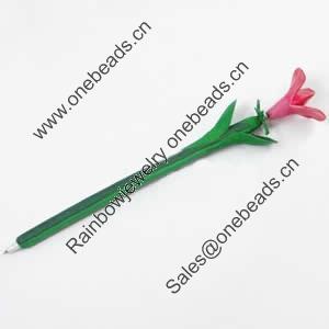 Fimo(Polymer Clay) Jewelry Ball Pen, with a fimo bead head, 34x210mm, Sold by PC