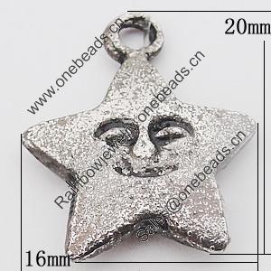 Pendant, Zinc Alloy Jewelry Findings Lead-free, Star 16x20mm Hole:2mm, Sold by Bag