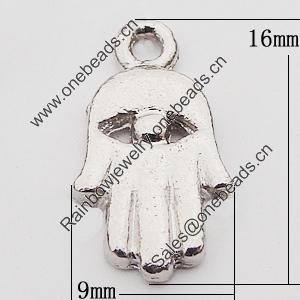 Pendant, Zinc Alloy Jewelry Findings Lead-free, Hand 9x16mm Hole:2mm, Sold by Bag