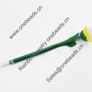 Fimo(Polymer Clay) Jewelry Ball Pen, with a fimo bead head, 35x190mm, Sold by PC
