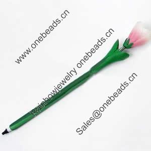 Fimo(Polymer Clay) Jewelry Ball Pen, with a fimo bead head, 28x215mm, Sold by PC