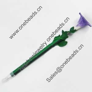 Fimo(Polymer Clay) Jewelry Ball Pen, with a fimo bead head, 37x200mm, Sold by PC