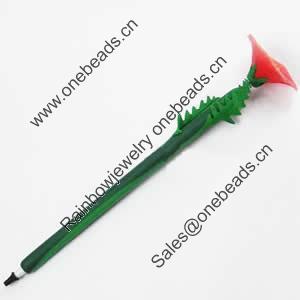 Fimo(Polymer Clay) Jewelry Ball Pen, with a fimo bead head, 42x190mm, Sold by PC