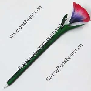 Fimo(Polymer Clay) Jewelry Ball Pen, with a fimo bead head, 49x210mm, Sold by PC