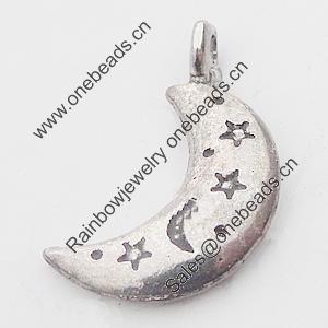 Pendant, Zinc Alloy Jewelry Findings Lead-free, Moon 12x19mm Hole:2.5mm, Sold by Bag