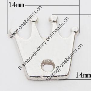 Pendant, Zinc Alloy Jewelry Findings Lead-free, Crown 14mm Hole:2mm, Sold by Bag