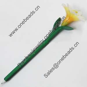 Fimo(Polymer Clay) Jewelry Ball Pen, with a fimo bead head, 52x190mm, Sold by PC