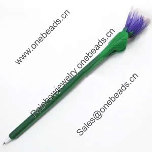 Fimo(Polymer Clay) Jewelry Ball Pen, with a fimo bead head, 29x190mm, Sold by PC